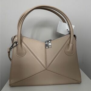 MMS Design Studio Geometric Tan Satchel